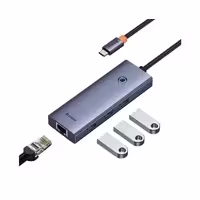 هاب 4 پورت باسئوس مدل UltraJoy Type-C به USB3.0 RJ45 BS-OH109