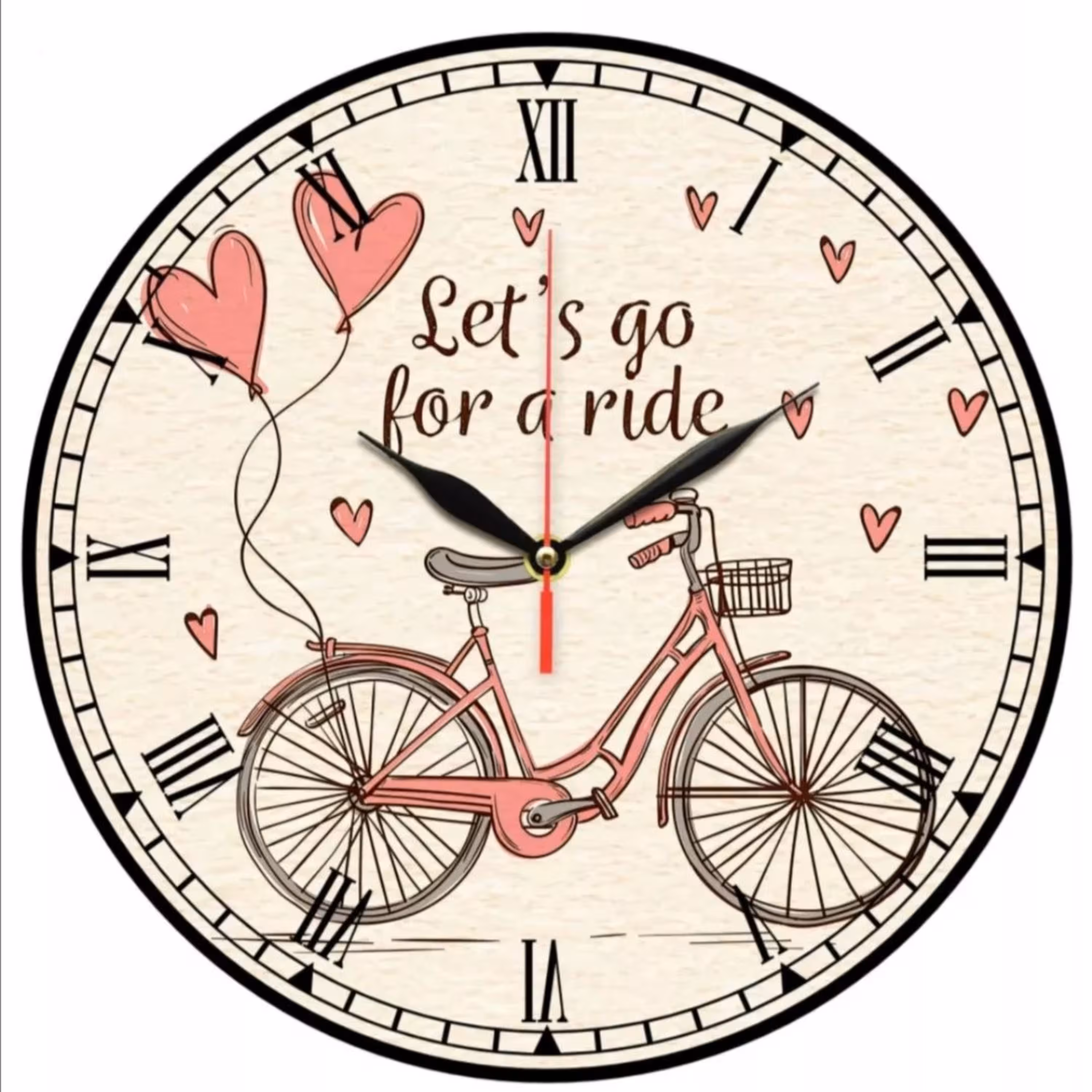 ساعت دیواری طرح عشق و دوچرخه 