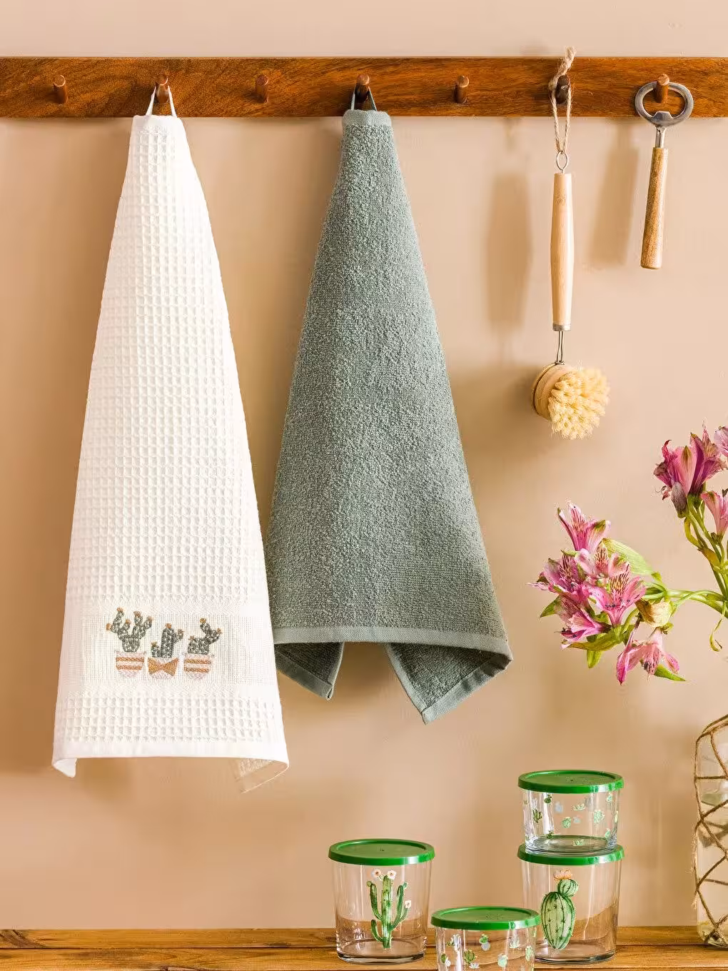 ست حوله آشپزخانه السی هوم طرح کاکتوس بسته 2 عددی