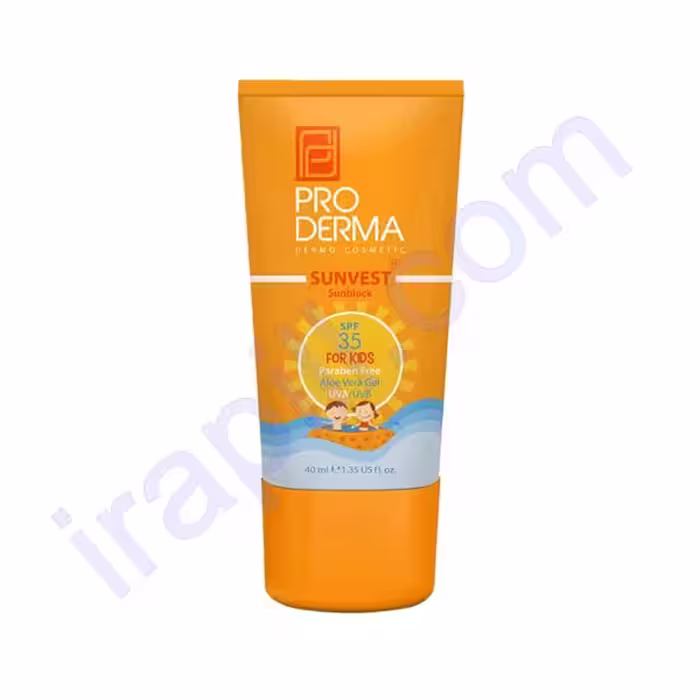 ضد آفتاب مخصوص کودکان فاقد جاذبهای شیمیایی SPF35 پرودرما 40 میلی لیتر