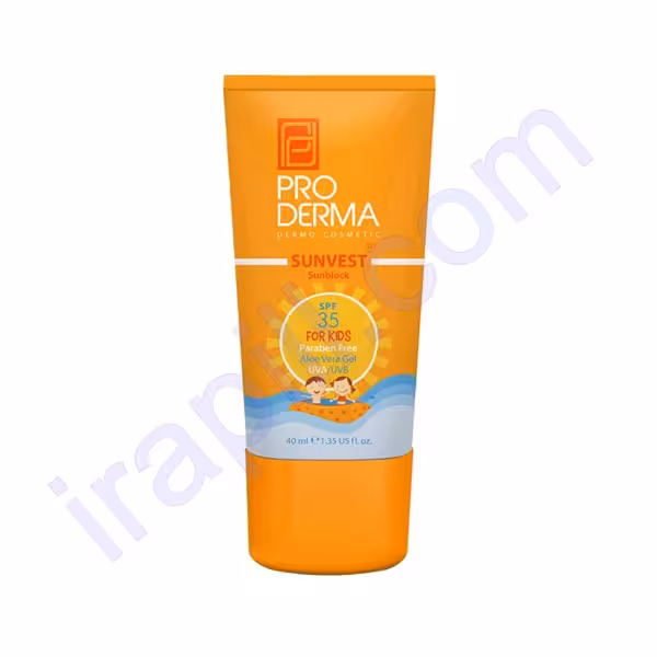 ضد آفتاب مخصوص کودکان فاقد جاذبهای شیمیایی SPF35 پرودرما 40 میلی لیتر