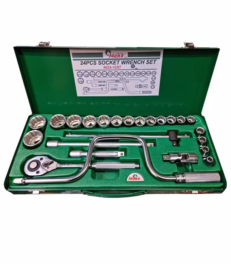 جعبه بکس 24 پارچه شش پر اینچی سفید درایو 1/2 هنس مدل 4624-12AT تایوان