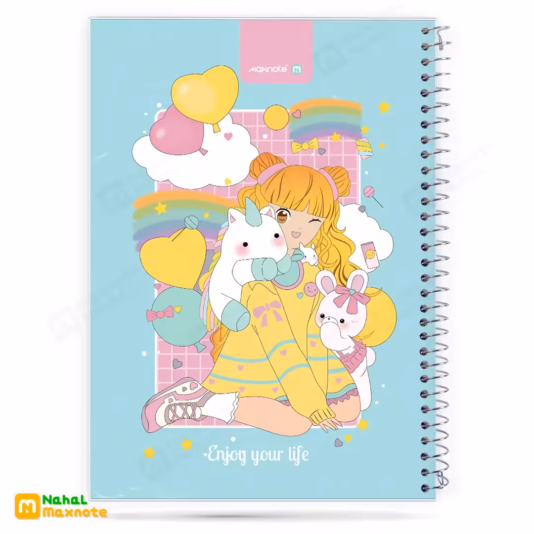 دفتر 60 برگ سیمی طلقی (انیمه) کد 9638.طرح 4 دخترانه