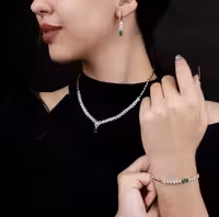 سرویس نقره زمرد جواهری زنانه کد 60426