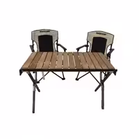 ست میز و صندلی تاشو سفری مجیکمپ مدل لیدر چوبی (نیچر)