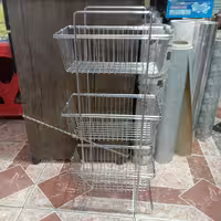 سبد سیب زمینی پیاز 3 طبقه مستطیل رنگ سیلور