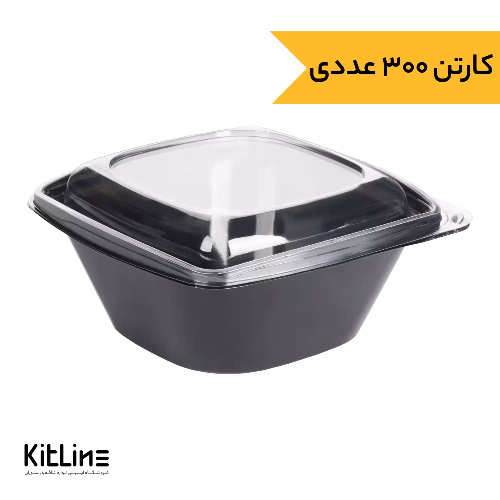 ظرف یکبار مصرف 18×18 سانتیمتری مشکی همراه درب کارتن 300 عددی