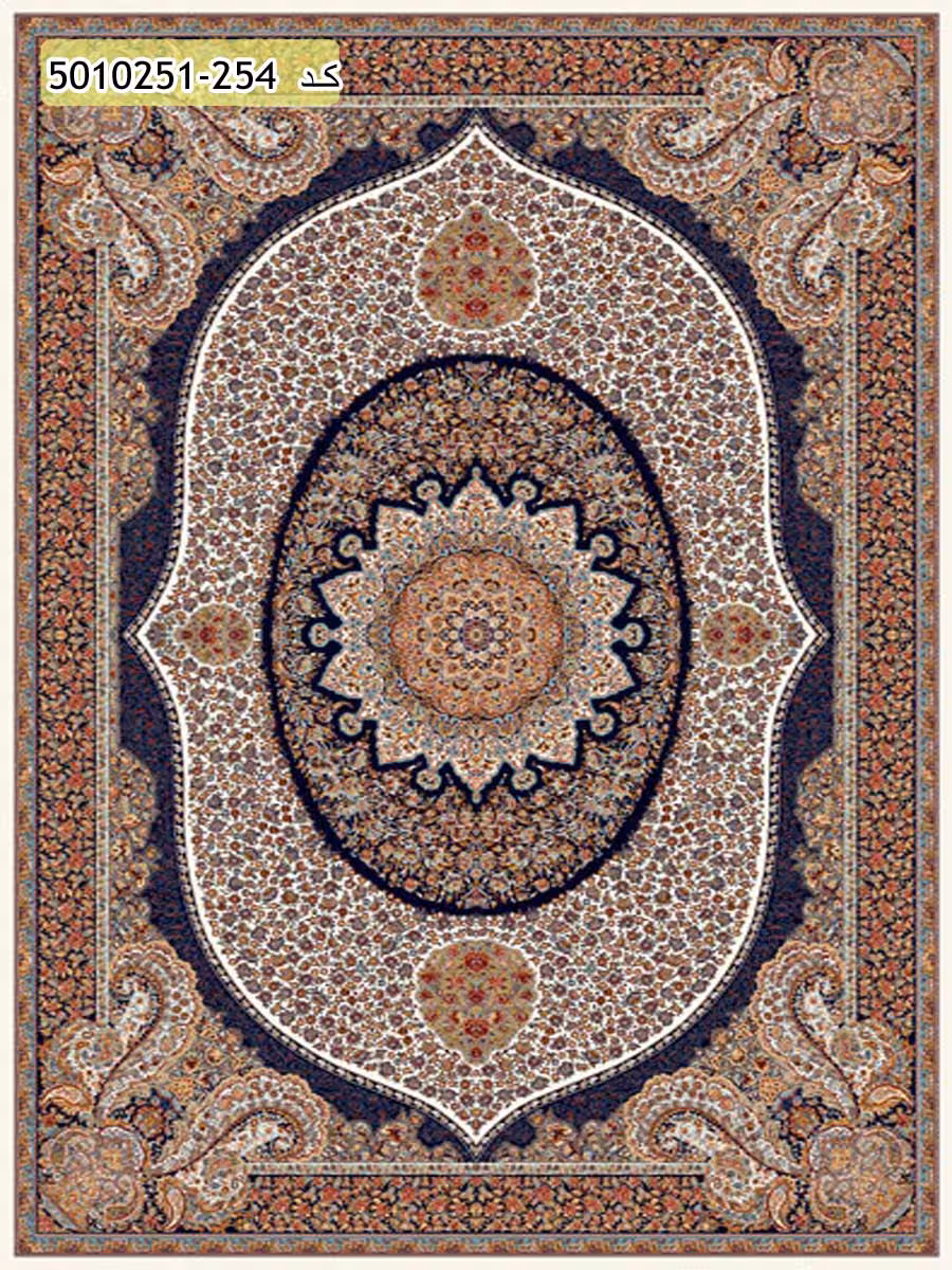 فرش 700 شانه طرح ویشکا زمینه کرم کاشان