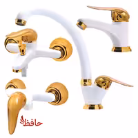 ست شیرآلات سمپو مدل یاس سفید طلایی