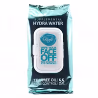 دستمال مرطوب پاک کننده آرایش ضدجوش دافی مدل تی تری اویل 55 عددی