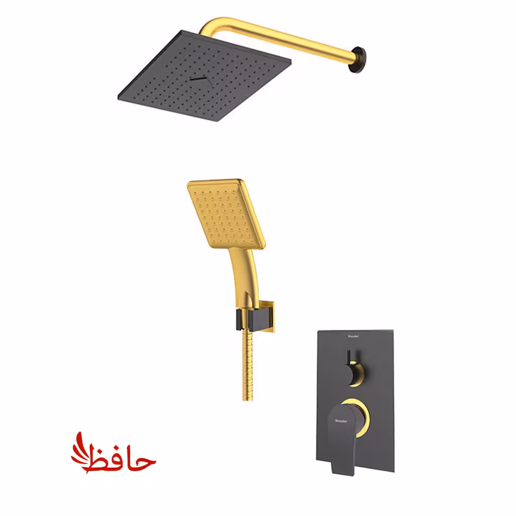 شیر حمام توکار شودر مدل رومر پلاس مشکی طلایی تیپ 3