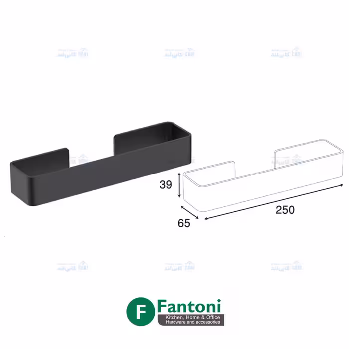 هولدر حوله دست 250mm رینگ بسته رنگ مشکی مات سری C فانتونی S024