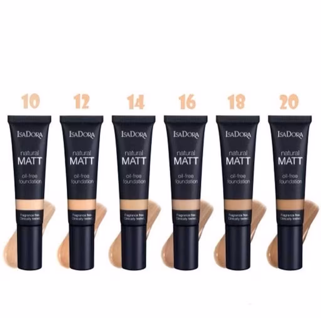 کرم پودر ایزادورا مدل Natural Matt oil free شماره 10 انواع پوست حجم35میلی لیتر