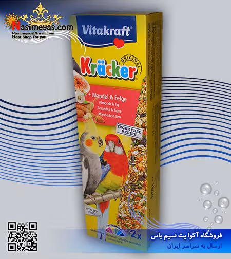 تشویقی کراکر طوطی با انجیر و بادام 180 گرم ویتاکرافت
