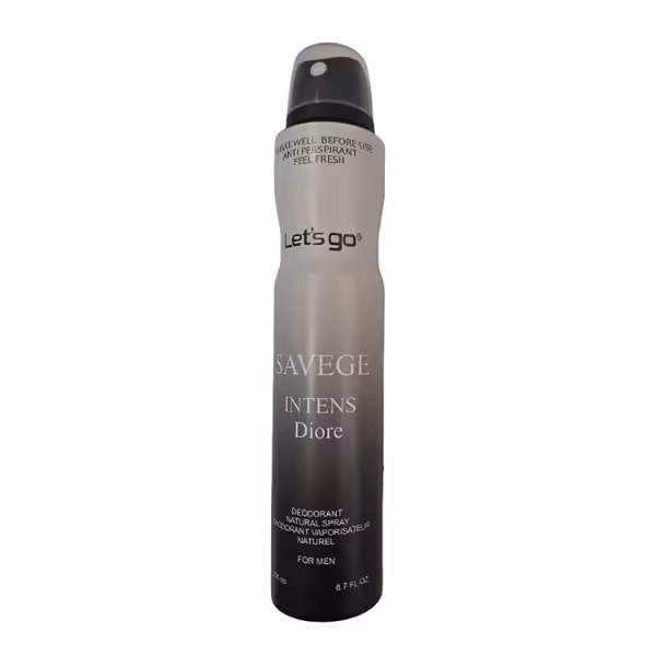 اسپری خوشبو کننده بدن مردانه lets go لتس گو مدل savege حجم 200 میلی لیتر | Let’s Go men’s Body Deodorant Spray Model savege 200 ml