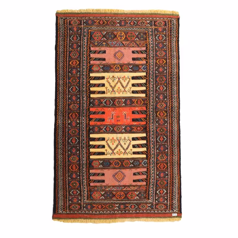 گلیم دستبافت دو متری مدل سفره کردی کد 4020457