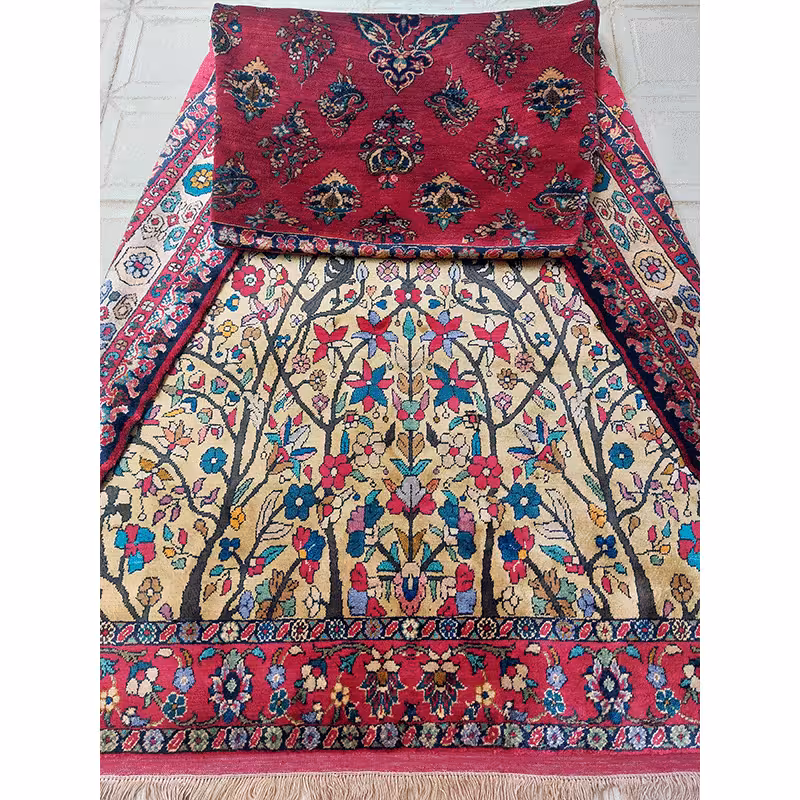 فرش ابریشم 2 متری - دورو و دستباف - کد 8/150