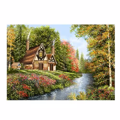 طرح منظره کلبه پاییزی کد 23067