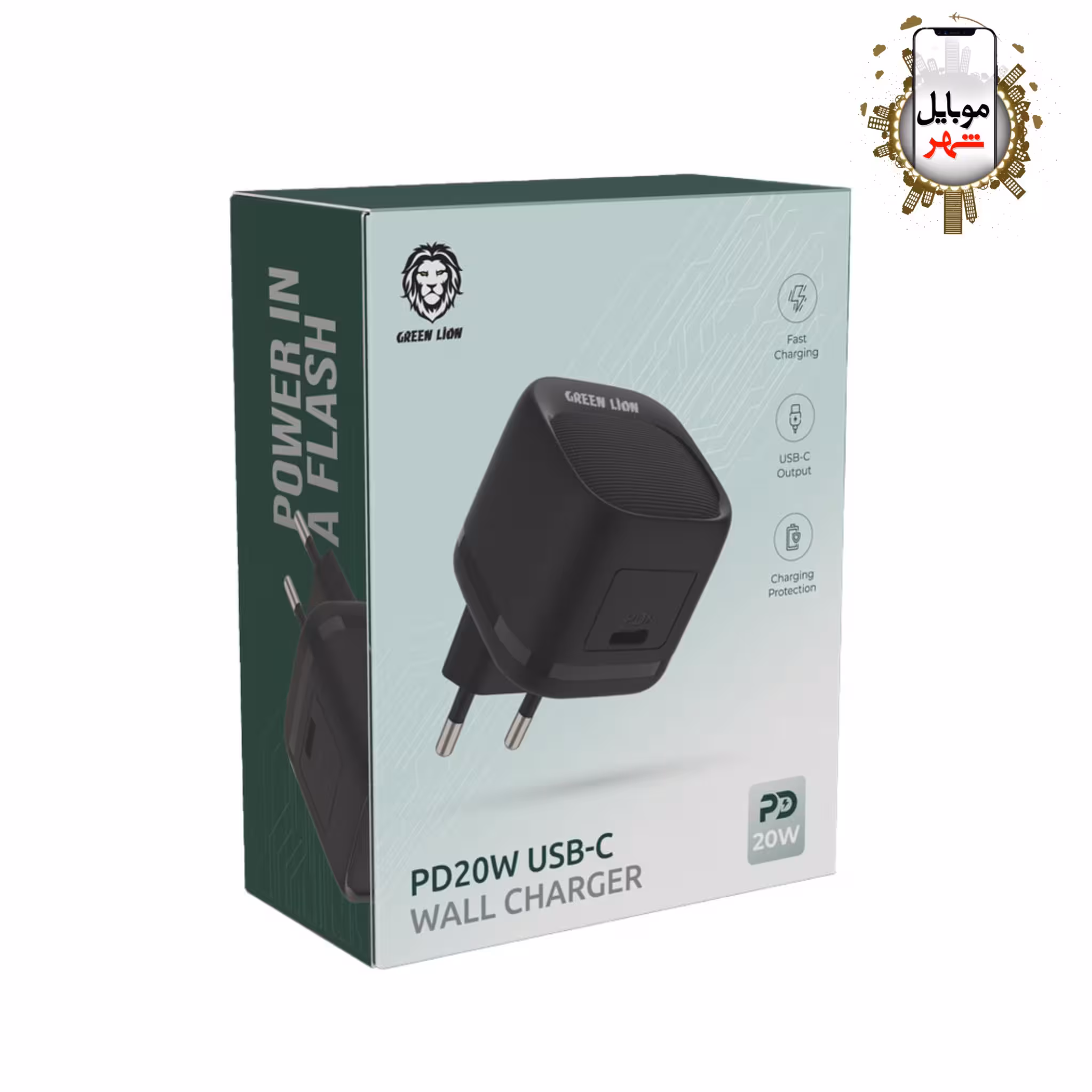 سر شارژر دیواری تک پورت 20 واتی گرین Green PD20W USB-C Wall Charger GL-W22B