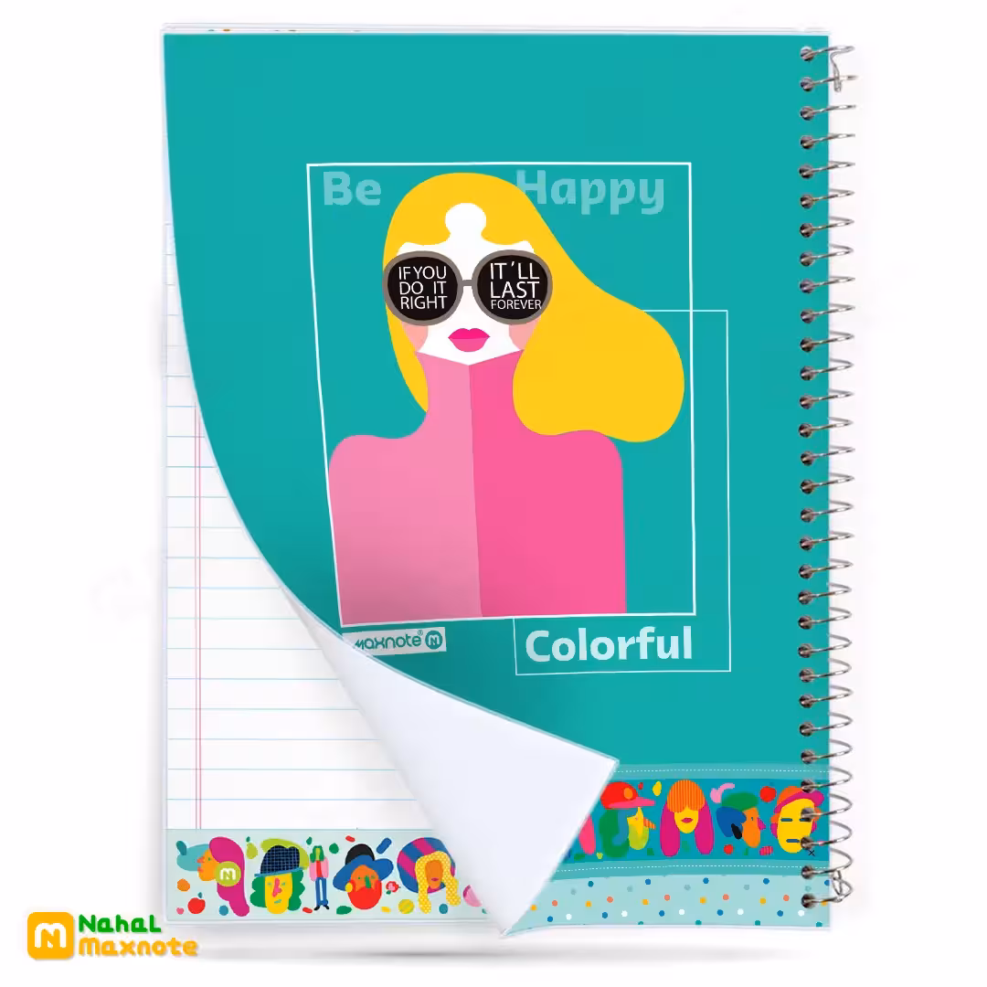 دفتر60 برگ سیمی طلقی رنگی رنگی کد 9124.طرح 6