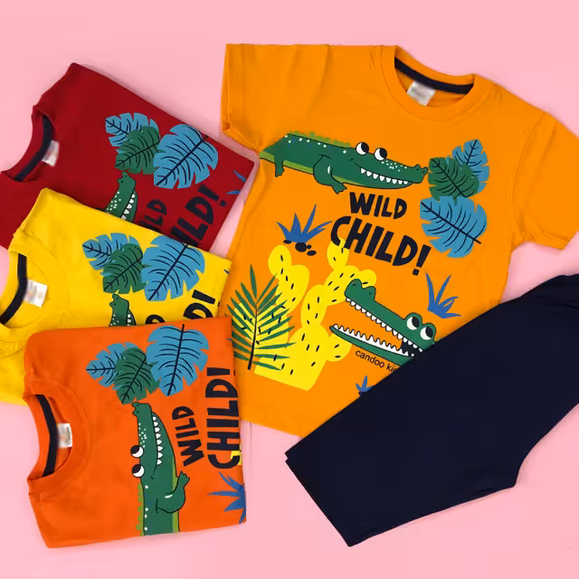 قیمت و خرید تیشرت شلوارک پسرانه طرح تمساح سایز 40 تا 55