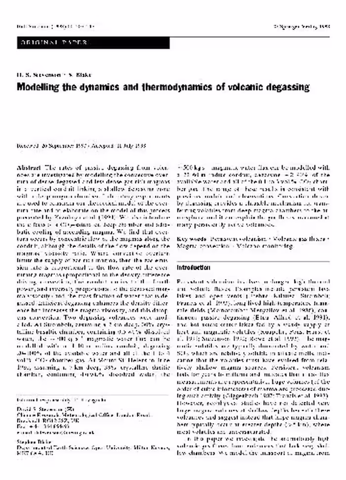 خرید و دانلود نسخه کامل کتاب Modelling the dynamics and thermodynamics of volcanic degassing (1998)(en)(11s)