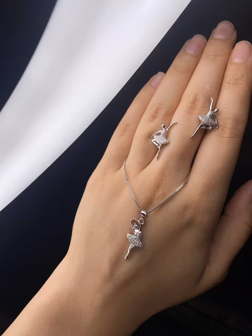 نیمست بالرین وارداتی نقره جواهری کد 00414