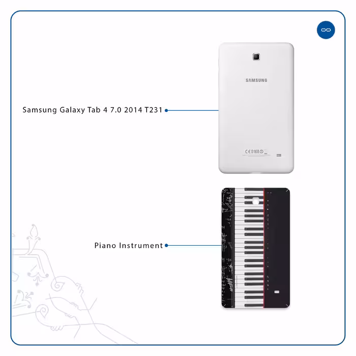 برچسب پوششی ماهوت مدل Piano-Instrument مناسب برای تبلت سامسونگ Galaxy Tab 4 7.0 2014 T231