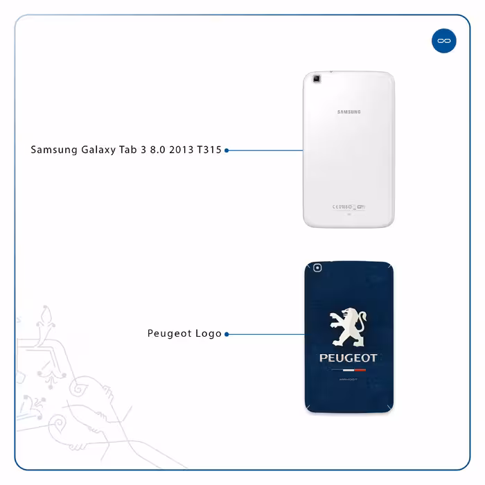 برچسب پوششی ماهوت مدل Peugeot-Logo مناسب برای تبلت سامسونگ Galaxy Tab 3 8.0 2013 T315