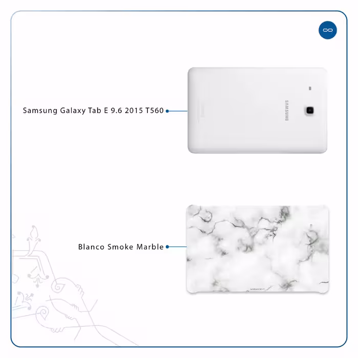 برچسب پوششی ماهوت مدل Blanco-Smoke-Marble مناسب برای تبلت سامسونگ Galaxy Tab E 9.6 2015 T560