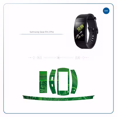 برچسب ماهوت طرح Green-Printed-Circuit-Board مناسب برای ساعت هوشمند سامسونگ Galaxy Gear Fit 2 Pro