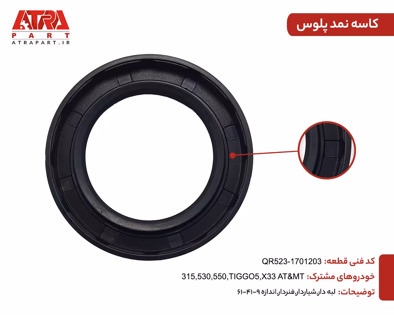 کاسه نمد پلوس MVM315,X33S,530,X22,550 کدفنیQR523-1701203