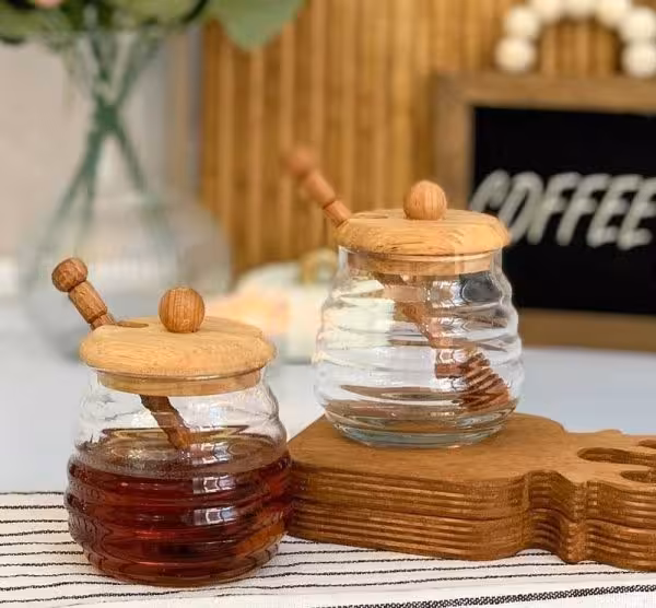 عسل خوری بلوری درب چوبی