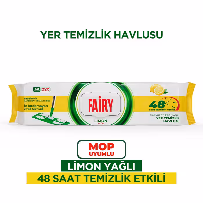 دستمال مرطوب مخصوص طی فیری با رایحه لیمو بسته 50 عددی