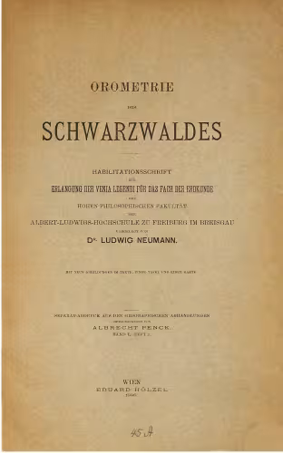 خرید و دانلود نسخه کامل کتاب Orometrie des Schwarzwaldes