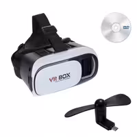 هدست واقعیت مجازی وی آر باکس مدل VR Box به همراه DVD نرم افزار و پنکه همراه microUSB | کالا مکس