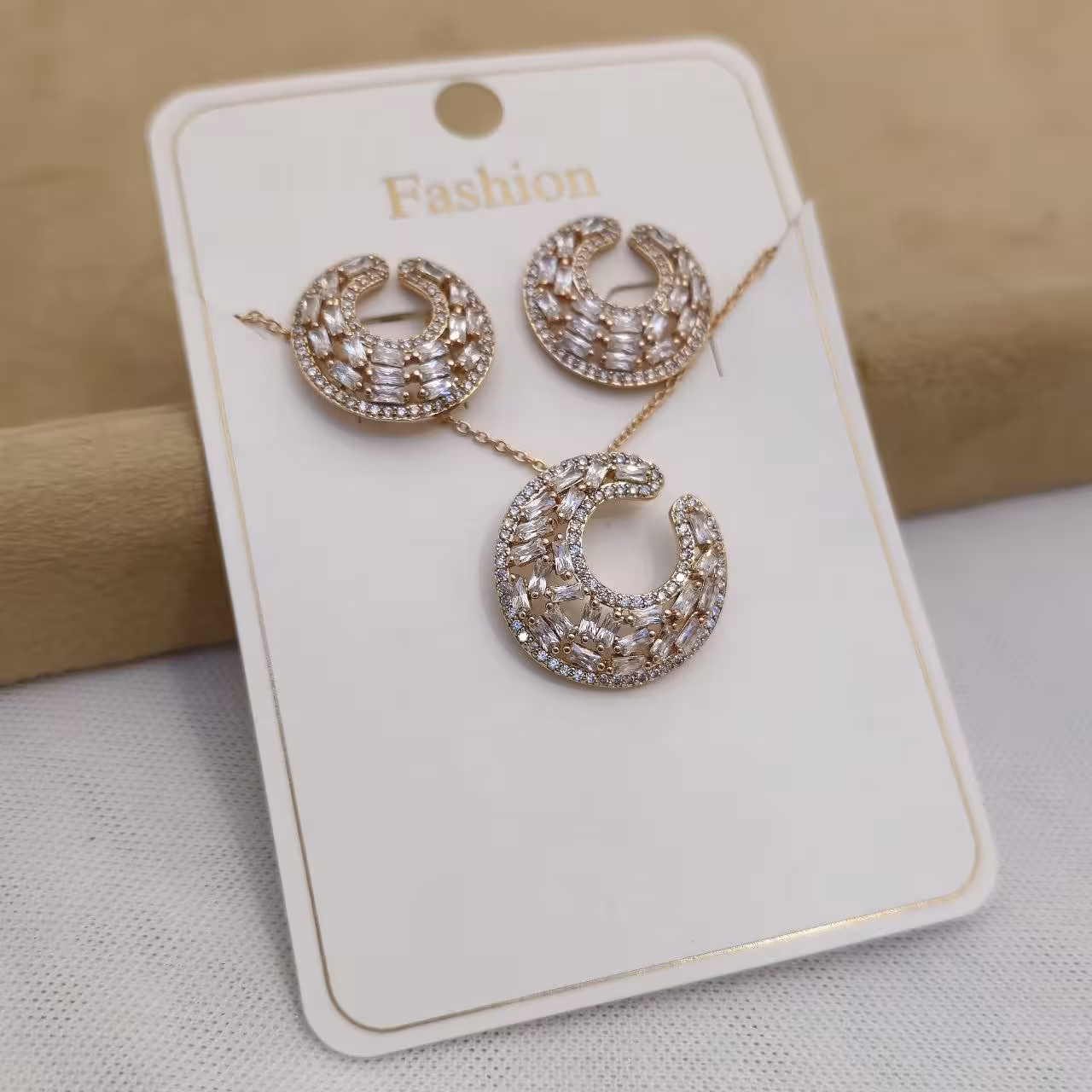 نیم ست فوق العاده جذاب ژوپینگ ماه هلالی کریستالی هدیه ولنتاینی خاص ارسال رایگان