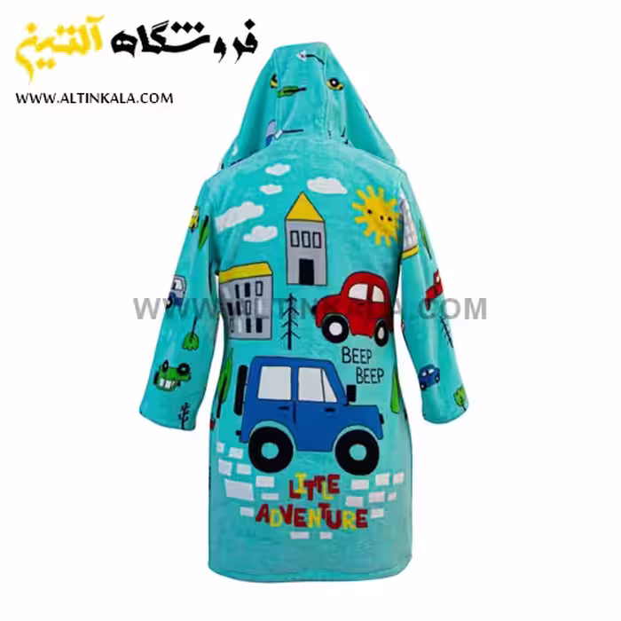 حوله پالتویی بچه گانه پودایران طرح ترافیک آبی سایز 100
