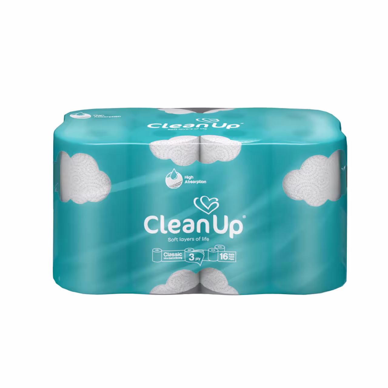 دستمال توالت 3 لایه کلین آپ بسته 16 عددی