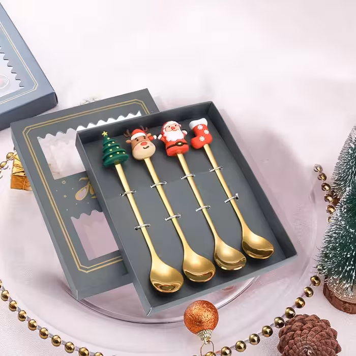 قاشق طلایی کریسمس ست 4 عددی (6986)