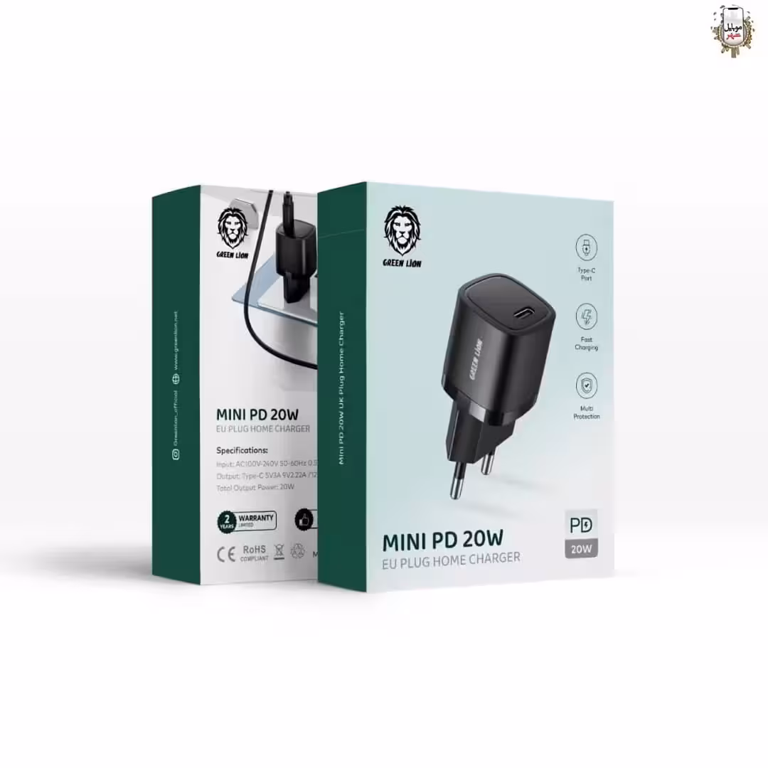 سر شارژر خانگی مینی 20 وات گرین Green mini PD 20w EU plug home charger