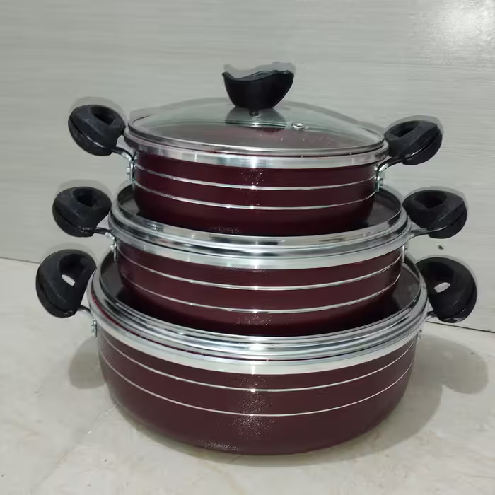 سرویس تابه گرانیتی 3پارچه  گرانیت آجری  برند اسکاپ vip  بدون درب پیرکس کیفیت عالی و بسیار ضخیم 