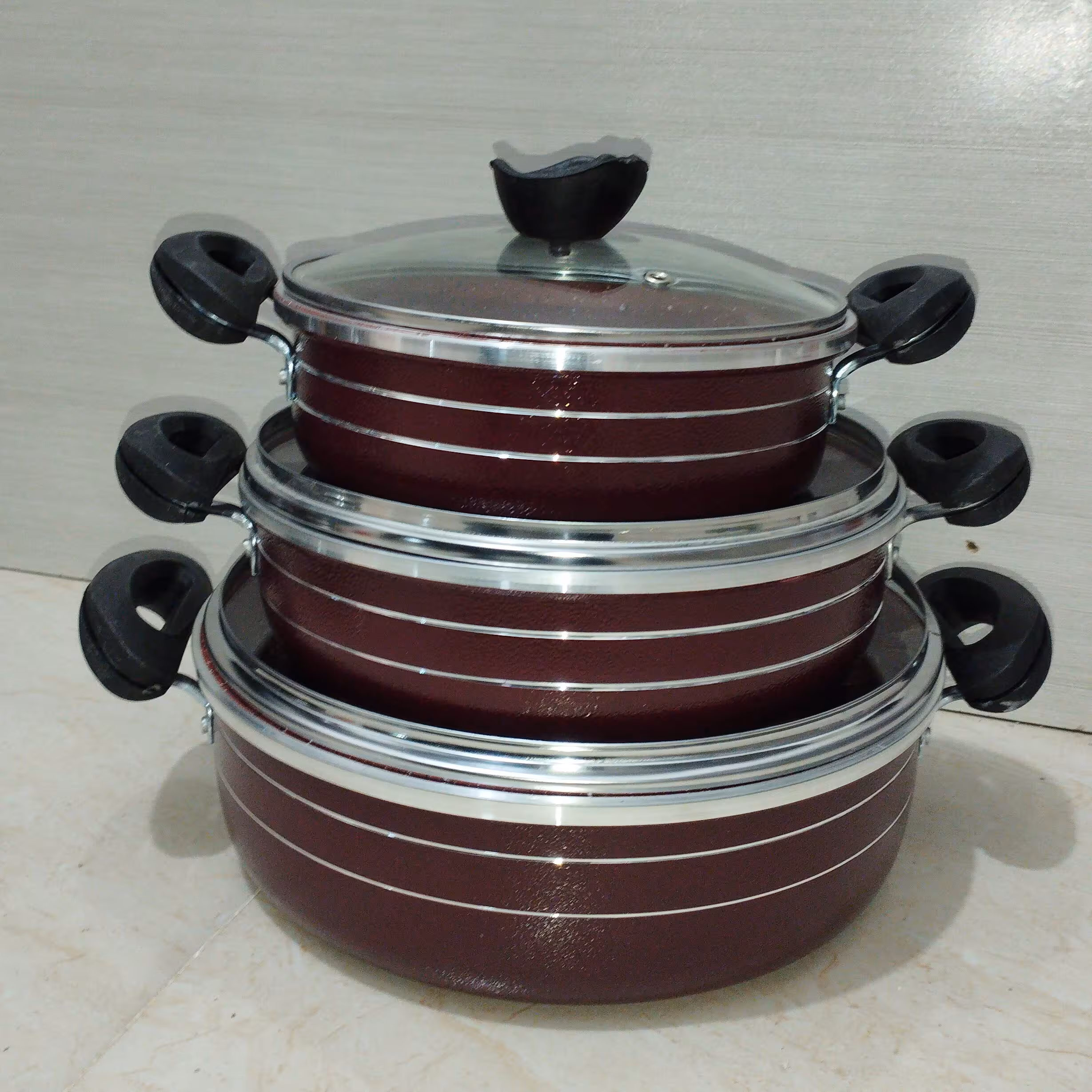 سرویس تابه گرانیتی 3پارچه  گرانیت آجری  برند اسکاپ vip  بدون درب پیرکس کیفیت عالی و بسیار ضخیم 