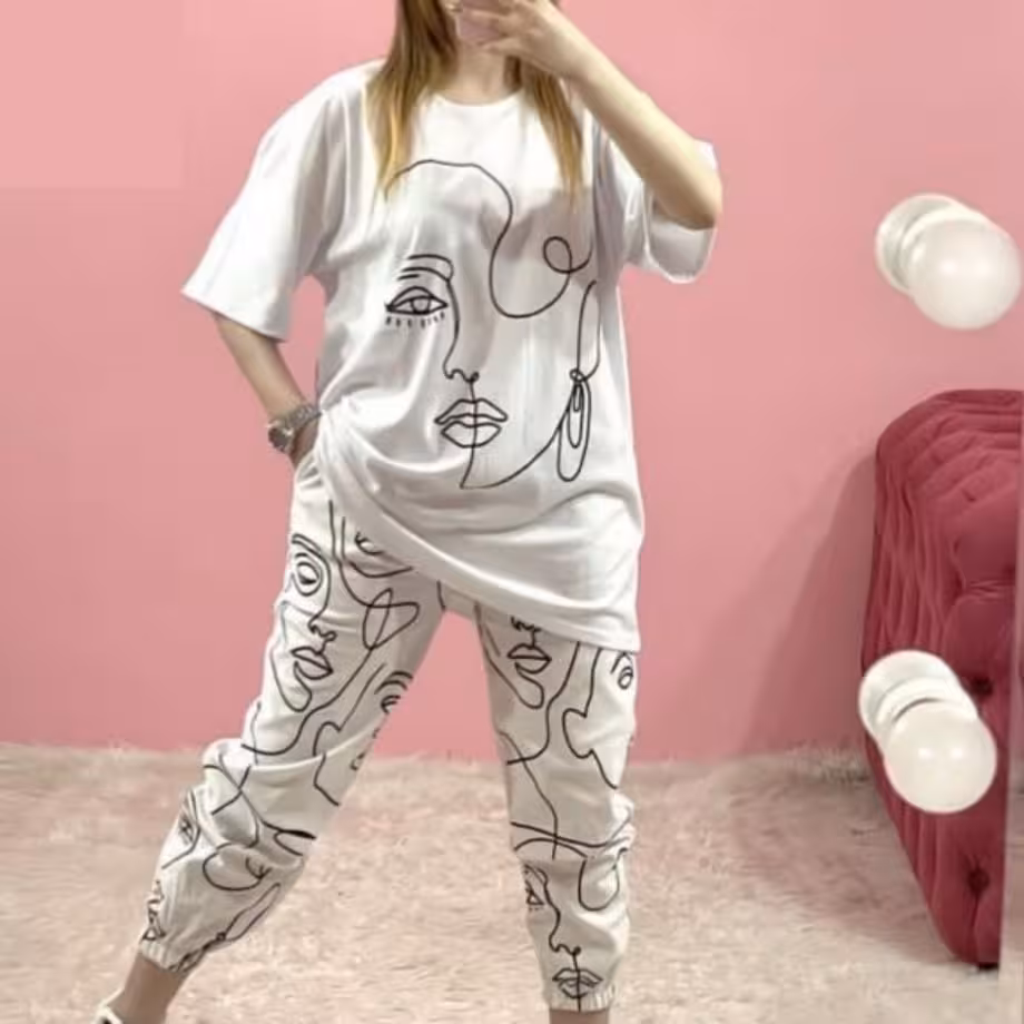 ست تیشرت شلوار لش دخترانه زنانه