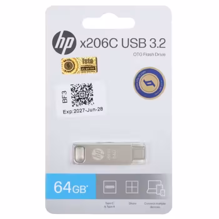 فلش مموری اچ‌پی مدل X206C USB3.2 Type-C ظرفیت 64 گیگابایت