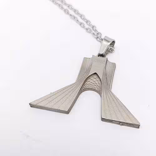 گردنبند استیل طرح برج آزادی تهران کد231 نقره ای