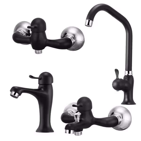 ست کامل شیرآلات کاویان مدل تیدا مشکی