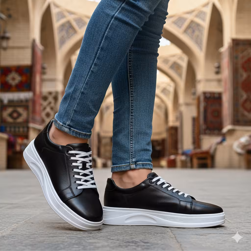 کفش چرم مردانه ونس کد VN006BK رنگ مشکی