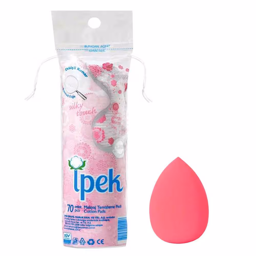 مجموعه دو عددی پد پاک کننده آرایش ایپک بسته 70 عددی به همراه اسفنج آرایشی ایپک (209121)
