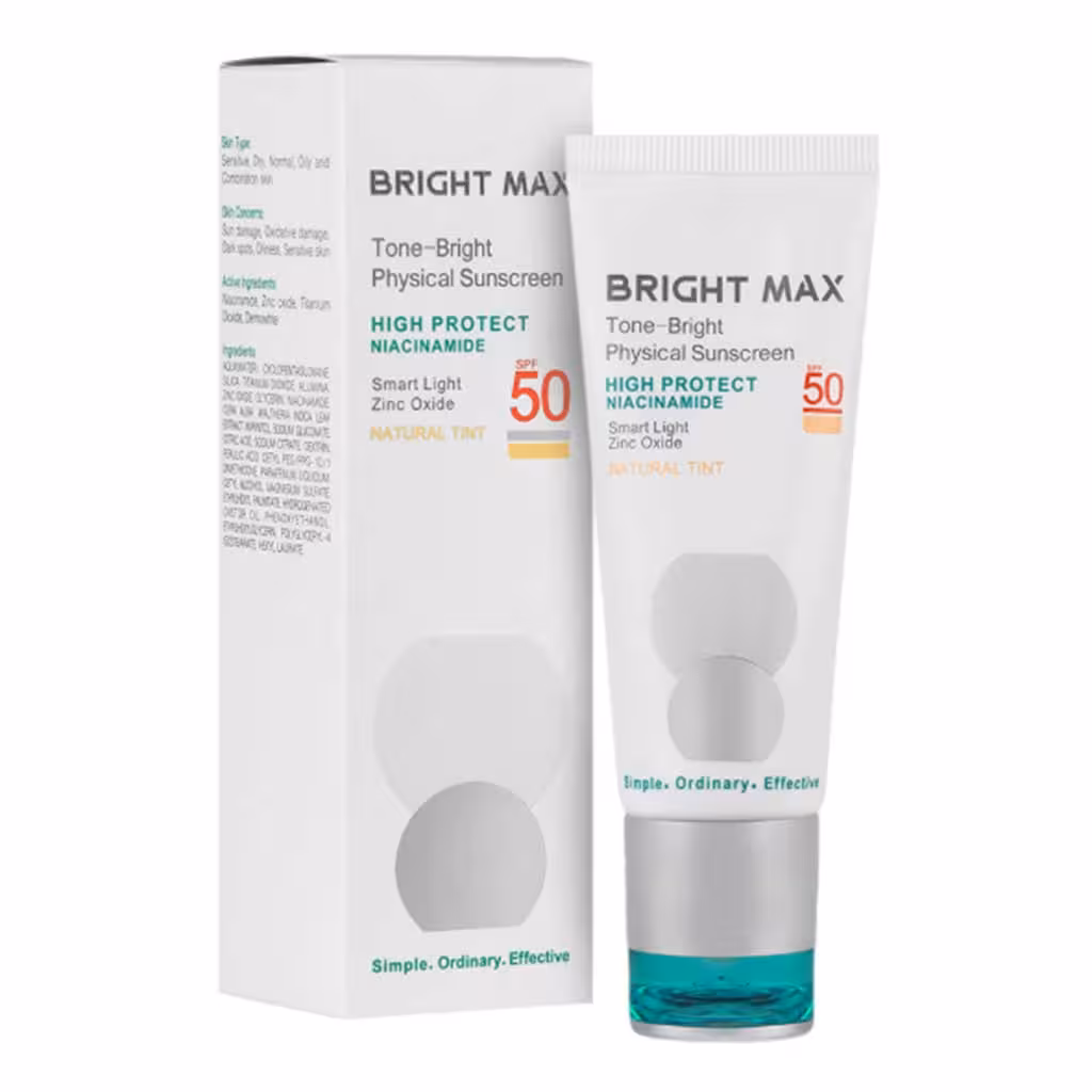 ضد آفتاب فیزیکال تن برایت برایت مکس SPF50 حجم 40میلی لیتر | Bright Max Tone Bright Physical Sunscreen SPF50